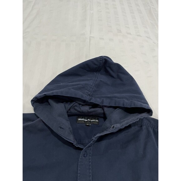 Molokai Surf Blue Hooded Long Sleeve Button Down Shirt Size XL Warm - Picture 4 of 8